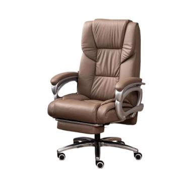 Imagem de WAOCEO Cadeira de escritório ergonômica com apoios para os pés, reclinável, em couro, uma cor, tradicional, para escritório