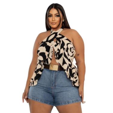 Imagem de Short Feminino Curto Jeans Plus Size Barra Feita Com Cinto