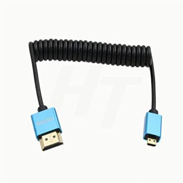 Imagem de HangTon Cabo Micro HDMI para HDMI 4K 8K Ultra HD para câmera Sony A6500 A7III Canon EOS M R5 R7 GH4 X-T4 Z50 ATOMOS Ninja V monitor tipo A D HDMI 2.1 enrolado 30 cm
