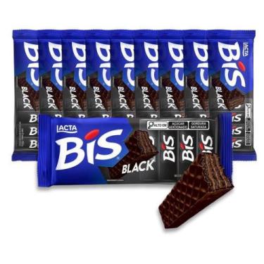 Imagem de Bis Black Chocolate Lacta Kit 10 Caixas Com 16 Unidades