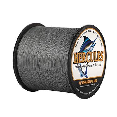 Imagem de Hercules Linha de pesca trançada super forte 4 fios super econômico de 1,8 kg a 2,3 kg Teste para água salgada, 109/328 / 547/1094 jardas (100 m / 300 m / 500 m / 1000 m), Diam# 0,08 mm - 0,55 mm Pesca esportiva, Cinza, 20LB(9.1KG)-0.20MM-1094YDS(1000M)