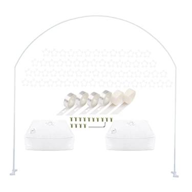 Imagem de LANGXUN 7.8Ft Large Size Metal White Semi-circular Balloon Arch Stand with Bases for Wedding, Bridal, Indoor Outdoor Birthday Party Decoration Arbor