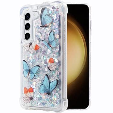 Imagem de FLOCUTE Capa para Galaxy S24, capa com glitter para Galaxy S24, transparente, brilhante, flutuante, líquido, macio, almofada de TPU (poliuretano termoplástico) luxuosa, moda feminina, capa fofa para