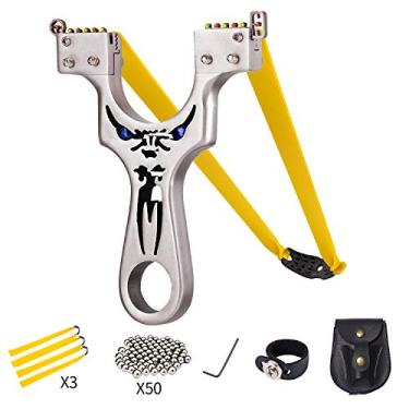 Imagem de Slingshot de foguete de pulso, estilingue de metal para caça profissional com faixas de lançamento resistentes, catapulta de alta velocidade, Deluxe Edition