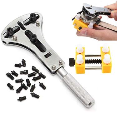 Imagem de Conjunto de kit de reparo de relógio, ferramenta de remoção de parafuso de chave de 3 pontos, abridor de caixa traseira de relógio ajustável, suporte de substituição e movimento da bateria, aço inoxidável resistente