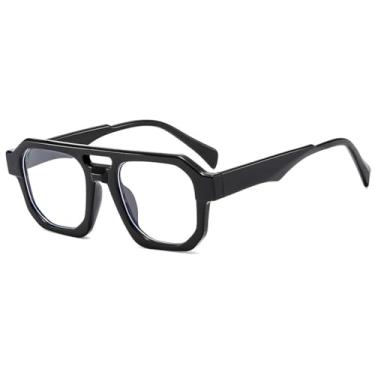 Imagem de Óculos de sol retrô masculino moda minimalista ao ar livre anti uv óculos de sol duplo feixe feminino, preto transparente