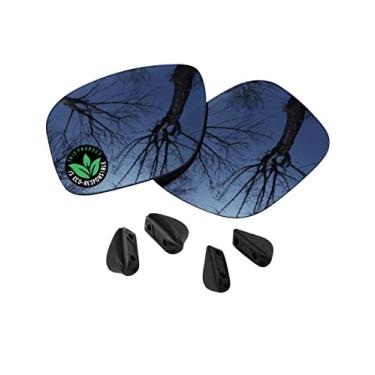 Imagem de Raydi Lentes de reposição de policarbonato e protetores de nariz para óculos de sol retangulares Oakley Drop Point OO9367 - Espelho cromado preto - Polarizado