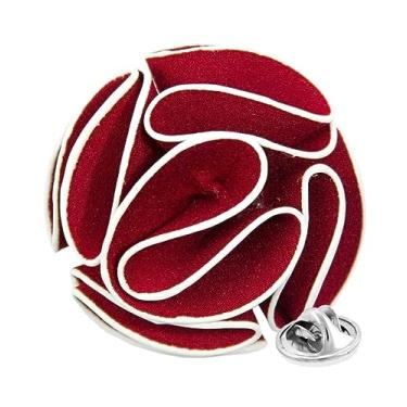 Imagem de Vittorio Vico Broche de lapela de flor rosa com acabamento formal masculino premium - Boutonniere para homens, broche, 2.0" (5.10CM), Poliéster, Não aplicável