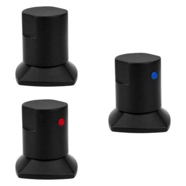 Imagem de kit com 3 Acabamentos para Registro C44 Água Quente e Fria Bl6150 Ducon Metais	3 Preto