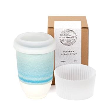 Imagem de NOVA CERAMICS Caneca de viagem - Caneca portátil Coffee To Go para micro-ondas e lava-louças Copos de café reutilizáveis - Presentes para mulheres homens Ele Ela 340 g - Lagoa