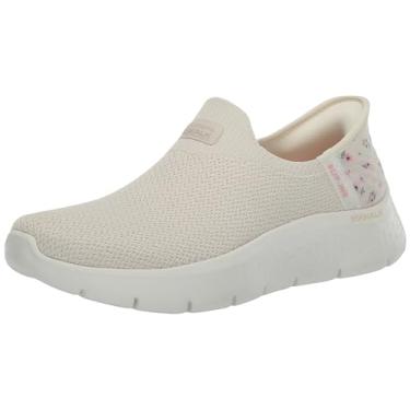 Imagem de Skechers Tênis feminino Go Walk Flex Sunset Rose Hands Free Slip-ins, Off-white, 7