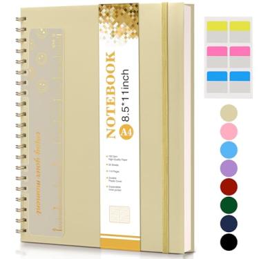 Imagem de Caderno espiral A4 de 21,6 cm x 28 cm, feminino e masculino, com pauta, capa de plástico, 100 g/m², para trabalho, escola, anotações, amarelo