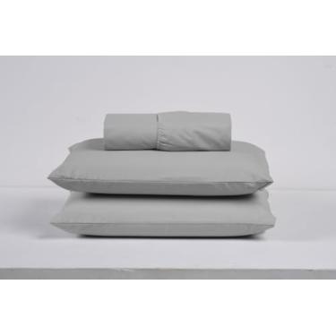 Imagem de Kit Jogo de Lençol Queen 200 Fios PREMIUM com Elástico e Fronhas 3 Peças Algodão (CINZA)