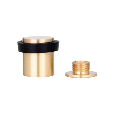 Imagem de EVI | Batente de porta | 0,8" x 0,98" | Base roscada | Borracha preta de silicone natural | Acabamento em latão fosco | Inclui parafuso + âncora de aperto | Mod I-180