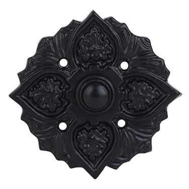 Imagem de A29 Botão decorativo de campainha em pó preto – 8,5 cm x 8,5 cm – Design de ferro fundido de meados do século com suporte de recesso, estilo antigo, com fio para sinos de dois fios, resistente ao