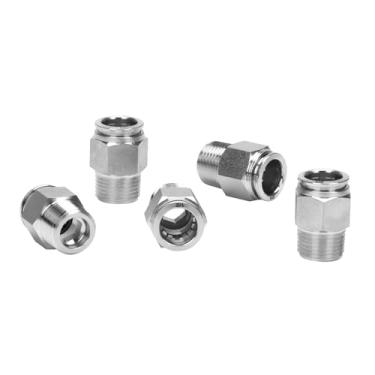 Imagem de DERPIPE Encaixe Push to Connect - Aço Inoxidável 304 macho reto 1/5.1 cm Tubo OD x 3/20.3 cm NPT Rosca Pneumática Push Lock Fitting (pacote com 5)