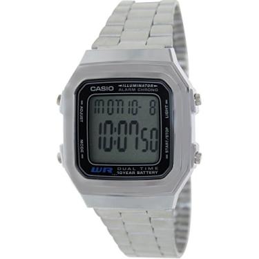Imagem de Casio Relógio masculino de aço inoxidável iluminador A178WA-1A, Cinza, A178WA-1A