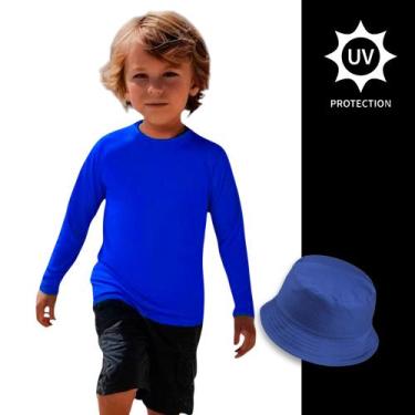Imagem de Kit Camiseta Proteção Solar UV + Chapéu Bucket Praia INFANTIL PLT 363 