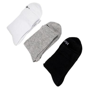 Imagem de Kit com 3 pares de meias cano longo hoahi 18096, Preto, Branco, 39/43