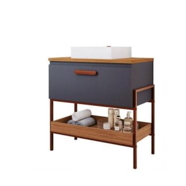 Imagem de Gabinete Para Banheiro 80 Cm 100% Mdf 1 Porta Basculante Portinari Mgm