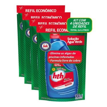 Imagem de Kit 4 Hth Algicida de Choque Solução Água Verde Elimina Algas Para Pis