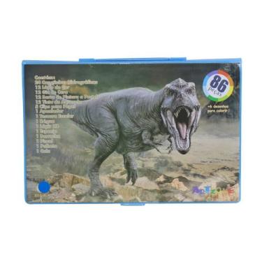 Imagem de Maleta escolar estampa dinossauro com 86 peças - EQP PRESENTES