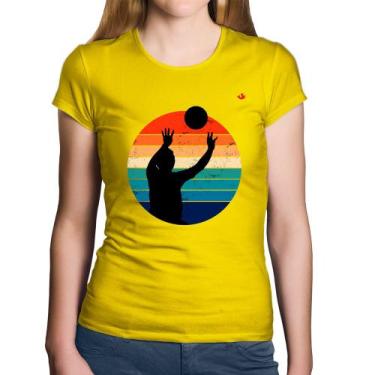 Imagem de Baby Look Algodão Vôlei Vintage Sunset - Foca na Moda, Amarelo, M