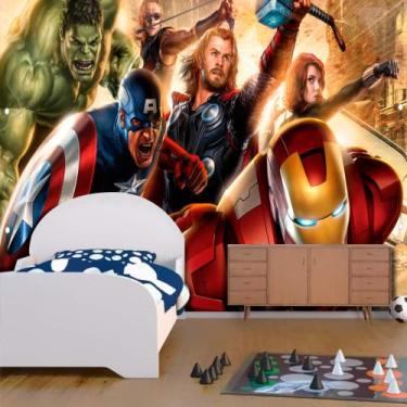 Imagem de Papel De Parede Adesivo Vingadores Marvel Amarelado - Final Decor