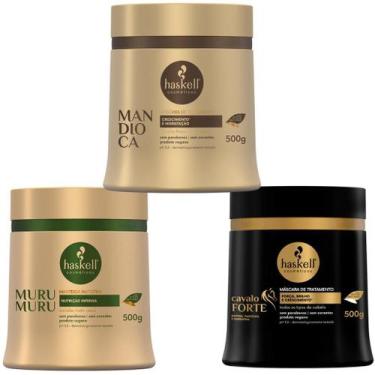 Imagem de Cronograma Capilar Haskell Para Cabelos Ressecados 3 Máscaras de  500g