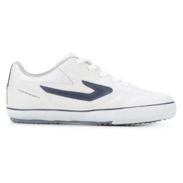 Imagem de Chuteira futsal topper dominator junior, Branco marinho, 35