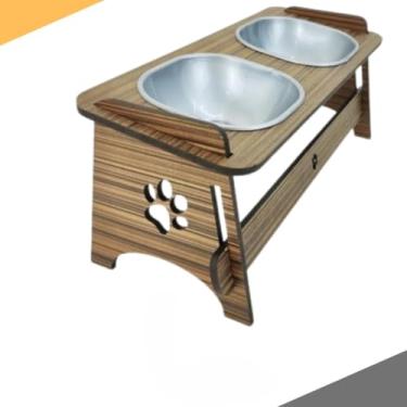 Imagem de Comedouro Duplo Elevado Suspenso para Gatos e Cachorros, Suporte de Parede