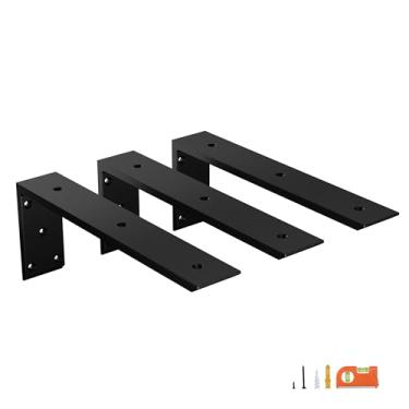 Imagem de NEODROP Pacote Com 3 Suportes De Bancada De 16", Suportes Em L Para Serviços Pesados Para Bancadas De Quartzo/Madeira/Laminado/Granito, Aço Metálico De 3/8" De Espessura, Revestimento Em Pó Preto Fosc