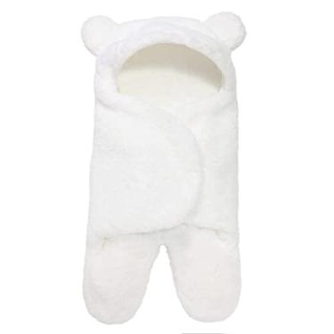 Imagem de Lindos Cobertores de Pelúcia para Bebês Meninos Meninas Saco de Dormir de Lã Fofo Ultra Macio Roupa de Cama de Algodão Macio Coisas de Bebê (Branco A)