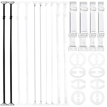 Imagem de AGNURCADE Conjunto de acessórios de alças transparentes com 26 peças, invisível, ajustável, antiderrapante, alça de ombro, fechos de clipe para substituição diária de sutiãs, costas nadadoras,