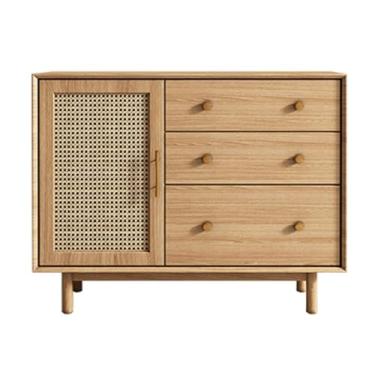 Imagem de Aparador lateral tipo buffet, gabinete de armazenamento kithchen com portas de vime, armário de destaque com pés de madeira maciça, armário para corredor, entrada, armário de canto da sala de estar