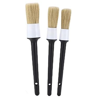 Imagem de Kit de Pincel de Limpeza Interior do Carro, Escova de Cabelo de Cabelos de Junção Selvagem Misto para Lacunas de Rodas Grades, Botões Internos, Porta -copos, Com Estrutura de