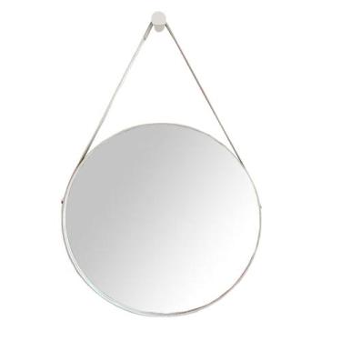 Imagem de Espelhos decorativo redondo - c alça em couro - J.A, BRANCO