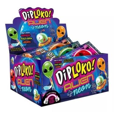 Imagem de Pirulito Dip Loko Neon Brilha no escuro Alien 30u