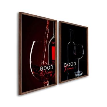 Imagem de Quadros Decorativos Bons Vinhos Bons Momentos Elegância e Sofisticação para Sala, Cozinha e Áreas Gourmet (Tabaco, 60x90, S/Vidro)