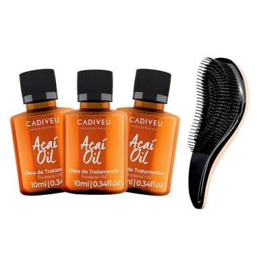 Imagem de Kit 3 Cadiveu Açaí Oil Óleo Finalizador Capilar 10ml +Escova - Cadiveu