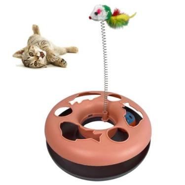 Imagem de Brinquedo de Pet Gato Mola Ratinho Bola Guizo Brinquedo Interativo Ani