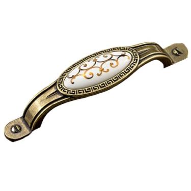 Imagem de Puxadores de porta de guarda-roupa vintage antigos, liga de zinco, cerâmica, puxadores de gaveta, estilo, puxadores de móveis, ferragens, bronze, 96 mm