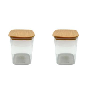 Imagem de Pote Hermético Quadrado 800ml 500ml de Plástico para Armazenamento de 