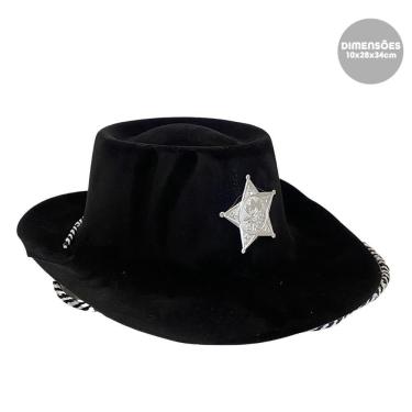 Imagem de Chapéu De Xerife Cowboy Preto Junino Country - Plástico