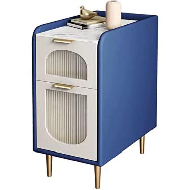 Imagem de JOEUQK Mesinha de cabeceira moderna que economiza espaço, mesa de cabeceira estreita, design de couro artificial, mesa de cabeceira para quarto, sala de estar, sofá, mesa auxiliar, 23,6" H, mesa de