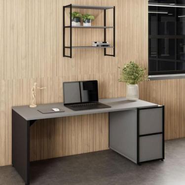 Imagem de Escrivaninha 1,7m e Nicho Aéreo Industrial 3 Prateleiras F5 - F5 Offic