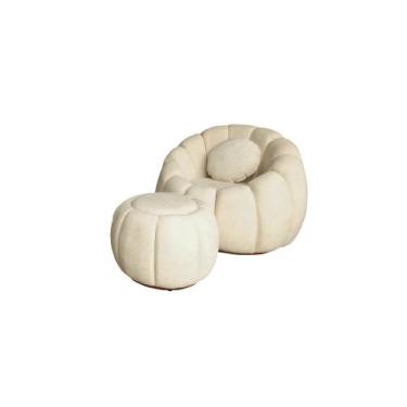 Imagem de Kit Poltrona Com Almofada e Puff Concha Fixo Boucle - Estopar, Boucle 