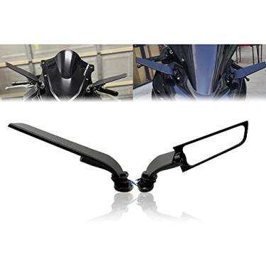 Imagem de Espelhos laterais de asa de motocicleta, espelho retrovisor giratório duplo integrado para RSV4 RSV1000R, K1200S S1000R S1000RR, GSXR 600 750 1000 1300 Hayabusa GSX-S1000 Katana 750
