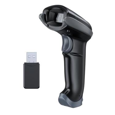 Imagem de TEEMI Scanner de código de barras Bluetooth 2D sem fio, leitor de código QR, leitura de tela viva-voz, pistola de leitura de código de barras com função substituível de bateria de uma pressão (sem