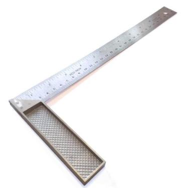 Imagem de Esquadro Em Aço Inox 30 Cm Régua 12 Polegadas Cabo De Aluminio Para Ca